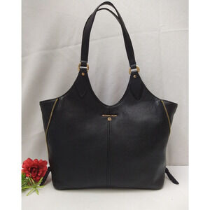 Michael Kors Beth Black Leather Zipper Satchel Shoulder Bag Purse - NWT $398